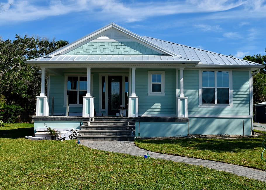 Family home with lawn